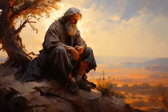 An inspiring artwork of Abraham's fervent prayer, seeking God's guidance and wisdom in times of uncertainty Generative AI