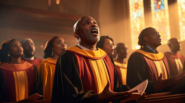 Church Choir Performance: A captivating image of an African Black church choir singing soulful hymns and spiritual songs during a special Christmas Eve service