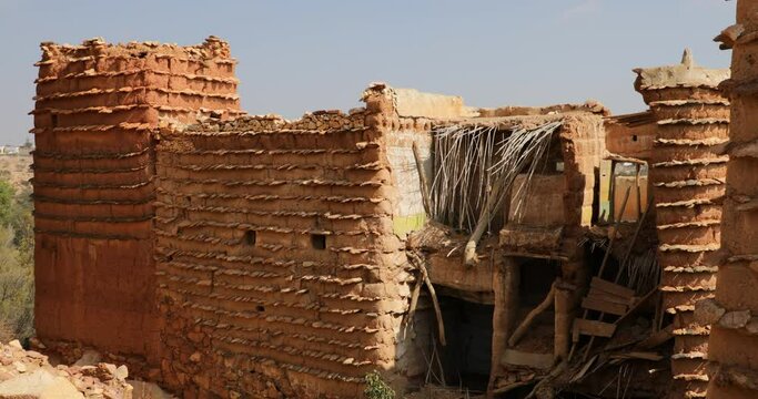 Red stone and mud houses village  Sarat Abidah  Saudi Arabia
