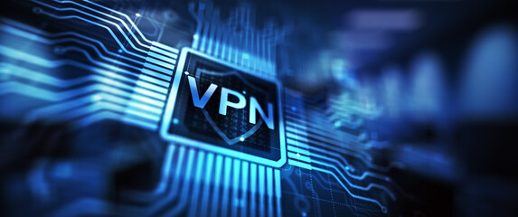 VPN virtual private network internet access security ssl proxy anonymizer technology concept button on virtual screen.