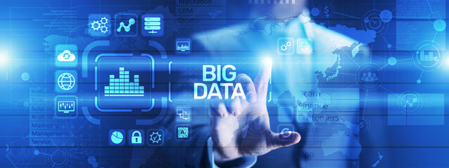 Big data analytics platform, business intelligence and modern technology concept on vitual screen.