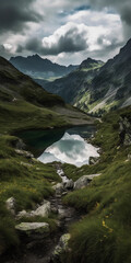 Naklejka na ściany i meble Gorgeous mountains and clear lakes in Switzerland 
