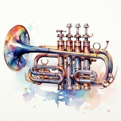 Obraz na płótnie Canvas Cute Pixar Style Shiny Trumpet