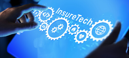 Insurtech Insurance technology online business finance concept on screen.