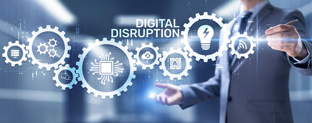 Digital disruption transformation digitalization innovation technology business concept.