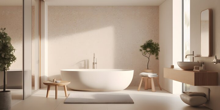 Beige bathroom interior 