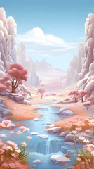 Rolgordijnen Pastel painting mysterious dreamy nature landscape phone hd wallpaper ai generated © Vectonessa