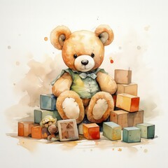 Baby Toy Watercolour Style Clipart