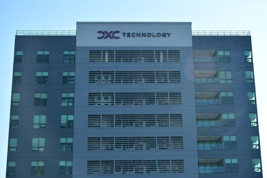 Dxc technology building facade in Quezon City, Philippines