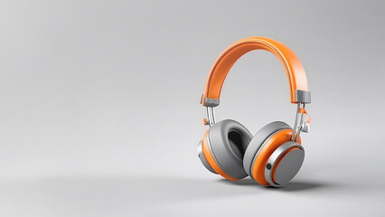 Orange high quality audio headphones for advertising or product catalogs - obrazy, fototapety, plakaty