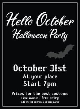 Hello October Halloween party poster flyer social media post design