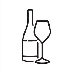 Alcohol drinks icon. Vector and line