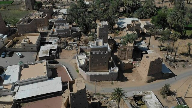 Aerial view of an old village with mud houses  Najran  Saudi Arabia