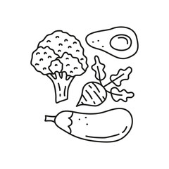 Group of doodle vegetables.
