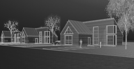 residential architecture cottage 3D illustration © Svjatoslav