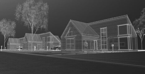 residential architecture cottage 3D illustration © Svjatoslav