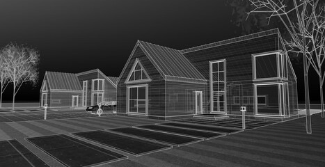 residential architecture cottage 3D illustration © Svjatoslav