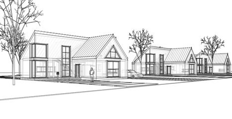 residential architecture cottage 3D illustration © Svjatoslav