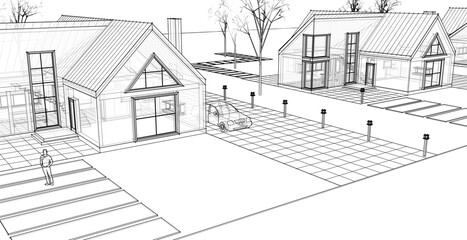 residential architecture cottage 3D illustration © Svjatoslav