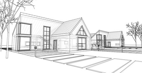 residential architecture cottage 3D illustration © Svjatoslav