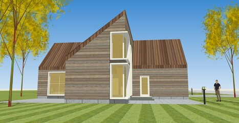 residential architecture cottage 3D illustration © Svjatoslav