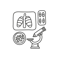 Group of simple doodle medical icons.