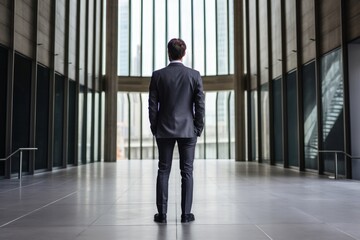 Fototapeta na wymiar A man in a suit standing in a hallway