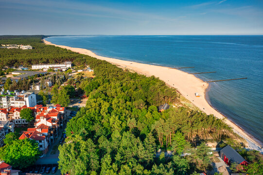 Beautiful scenery of the summer beach at Baltic Sea in Rowy, Poland.