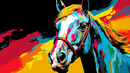 cavalo em arte pintura colorida 