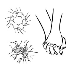 hand drawn continuous line of couple holding hands. poster art print. vector illustration