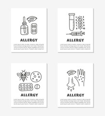 Cards with doodle outline allergy icons.
