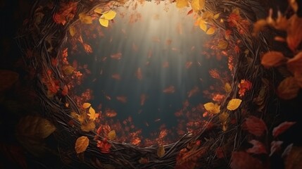 Fantasy autumn background with copy-space.