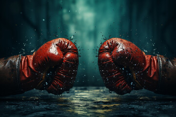 Action-packed boxing gloves versus, intense poster Generative AI - obrazy, fototapety, plakaty