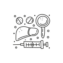 Group of doodle outline medical icons.