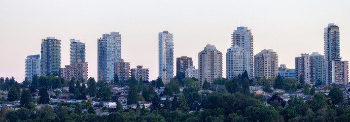 Panoramic View of Residential Apartment Home Buildings in Metrotown