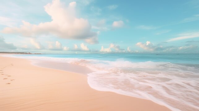 A picture of a beach with footprints in the sand