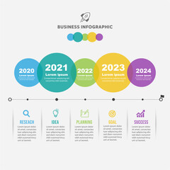 Timeline business infographic Gradient color process with rectangle template design with icons 5 ,step, 5 Year and 5 options,Vector illustration.