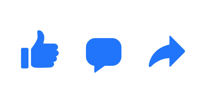 Like, comment, and share button icon vector. Elements of social media post