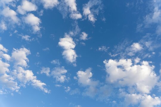 Spectacular view of a majestic blue sky, with wispy white clouds