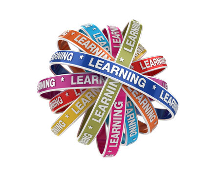 3D Circular Ribbon with Learning Word - High Quality 3D Rendering