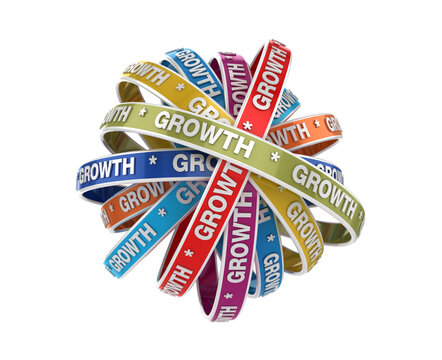 3D Circular Ribbon with Growth Word - High Quality 3D Rendering