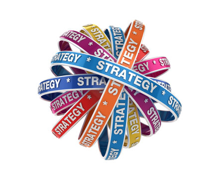 3D Circular Ribbon with Strategy Word - High Quality 3D Rendering