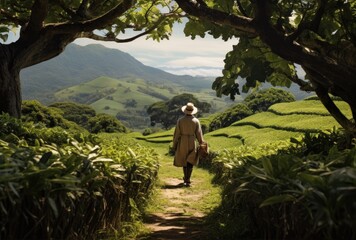 A man on a tea plantation