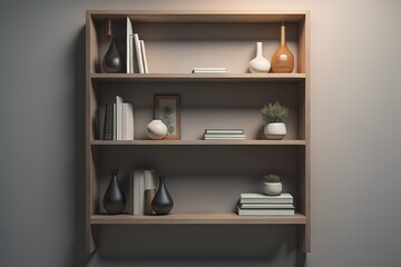 Fototapeta na wymiar Bookshelf in scandinavian interior. ai generative