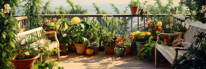 Fototapeta na wymiar nursery plants on the terrace
