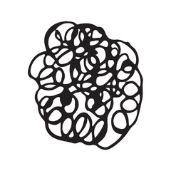 lines of circles hand-drawn. Doodle circles for design elements, messages, note labels. Black doodle isolated on white background. Hand drawn. Vector illustration.