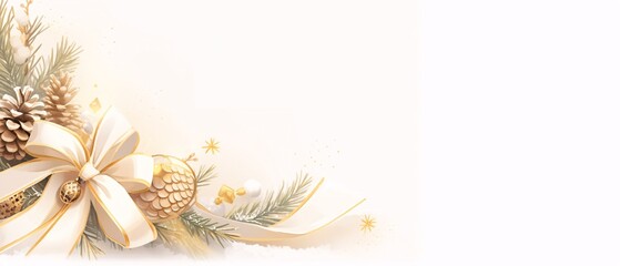 Obraz premium christmas decoration with ribbon, golden christmas decoration