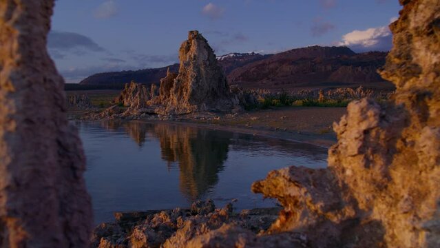 Tufa rock formations on shore of Mono Lake in Eastern Sierra area of California