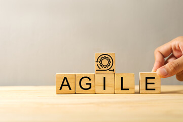 complete the word "AGILE", agile methodologies are reduced unnecessary processes and quickly get feedback to improve and correct, the agile mindset concept