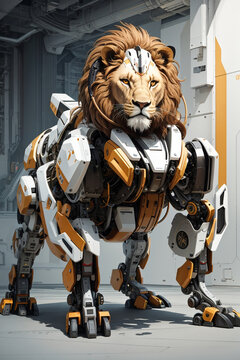 Futuristic Lion robot image generated